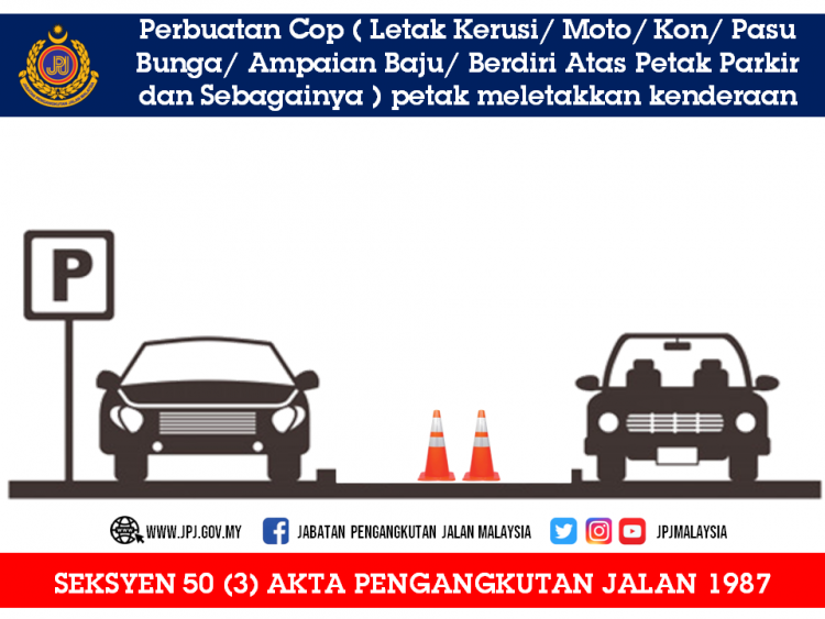 Tindakan 'Cop Parking' Boleh Dikenakan Denda RM2,000 & 6 Bulan Penjara