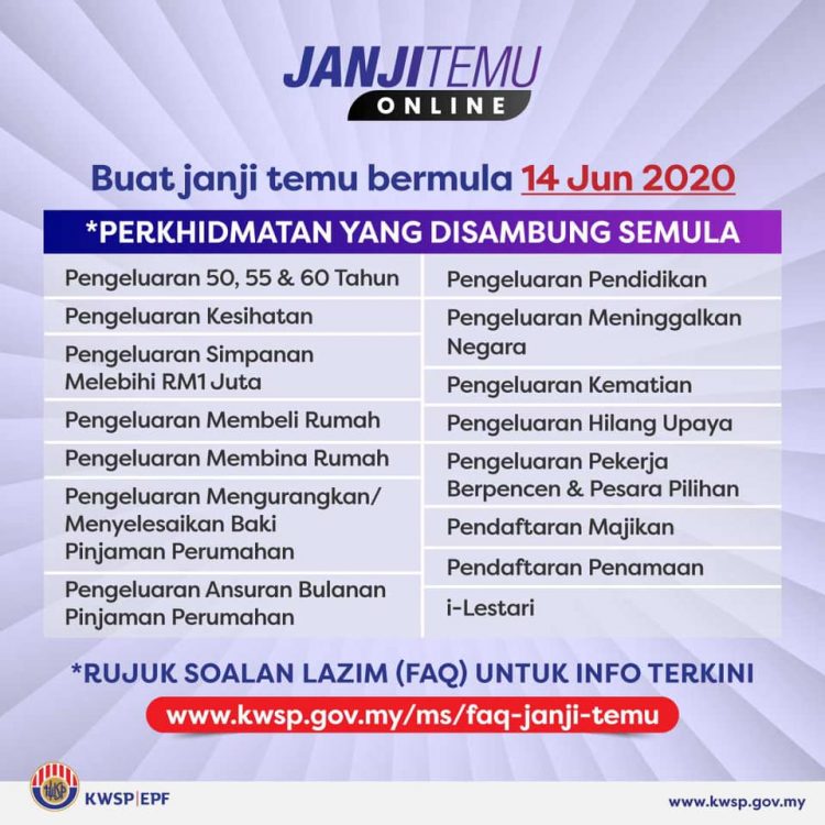 Cara Buat Janji Temu Online Untuk Urusan Di KWSP. Tak Perlu Beratur Panjang Lagi