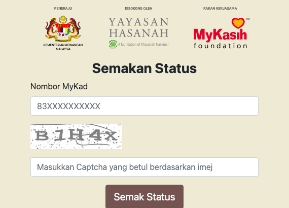 Program Prihatin Kasih: Semakan Bantuan RM100 Sebulan Untuk 3 Bulan Untuk Isi Rumah 