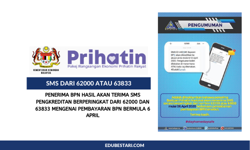 Penerima BPN Hasil Akan Terima SMS Berperingkat Dari 62000 dan 63833 Mengenai Pengkreditan Pembayaran BPN Bermula 6 April