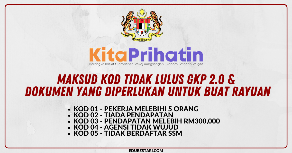 Maksud Kod Tidak Lulus GKP 2.0 & Dokumen Yang Diperlukan Untuk Buat Rayuan