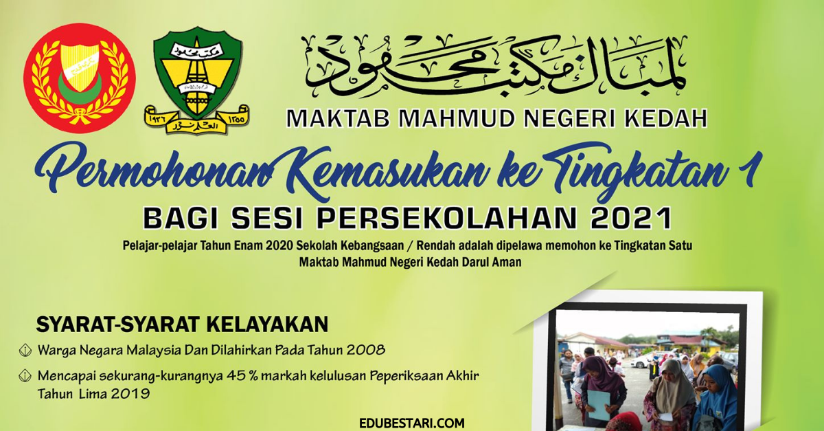 Permohonan Kemasukan Ke Tingkatan 1 Maktab Mahmud Kedah Sesi Persekolahan 2021