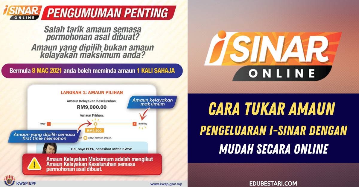 Cara Tukar Amaun Pengeluaran i-Sinar Dengan Mudah Secara Online