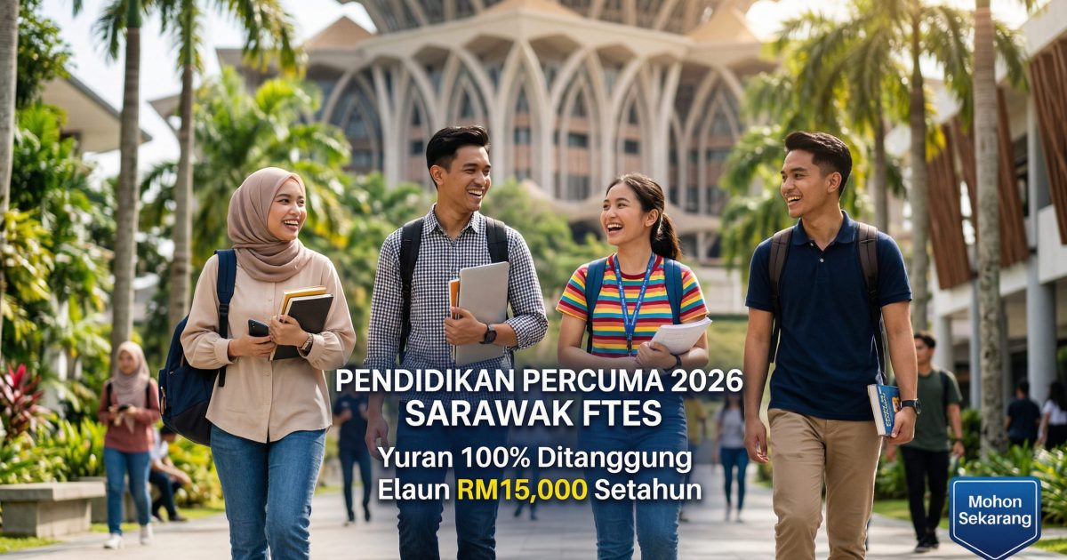 Pendidikan Percuma Sarawak 2026 (FTES): Yuran Ditanggung + Elaun RM15,000 Setahun Untuk Anak Sarawak