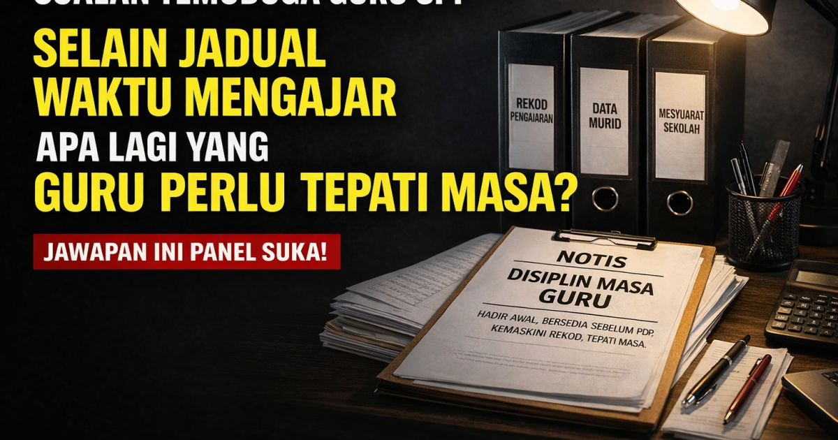 Jawapan Temuduga SPP: Selain Jadual Waktu Mengajar, Apa Lagi Perkara Yang Guru Perlu Tepati Masa?