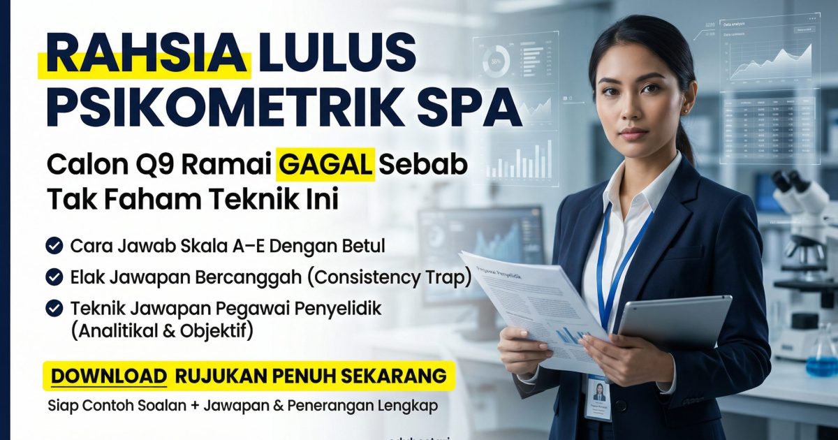 Contoh Soalan Psikometrik Pegawai Penyelidik Gred Q9 (Analisis Lengkap + Jawapan & Penerangan)