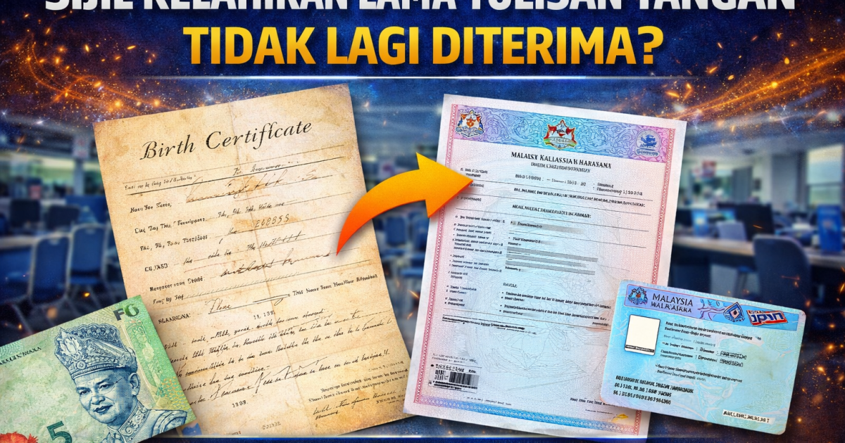 Sijil Kelahiran Lama Tulisan Tangan Tidak Lagi Diterima? Ini Cara Tukar Dengan Mudah Di JPN