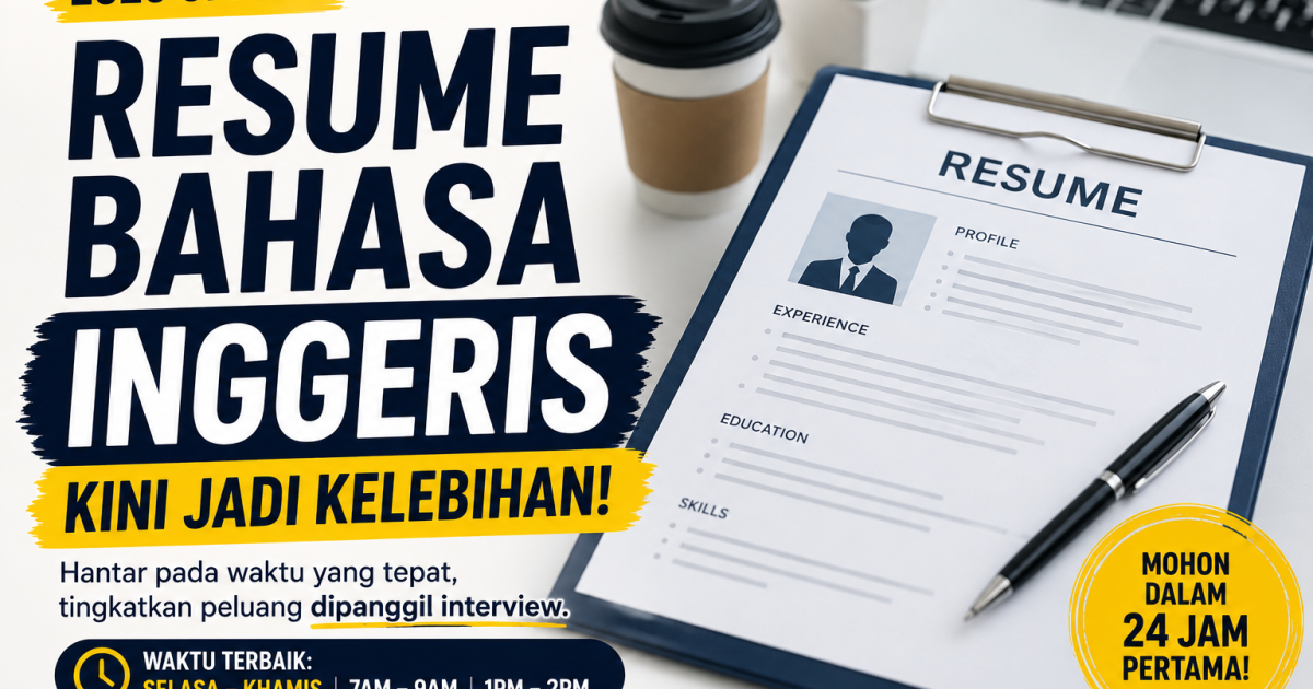 Resume Bahasa Inggeris Kini Jadi Keperluan? Ini Waktu Terbaik Hantar Resume Untuk Mohon Kerja Tahun 2026