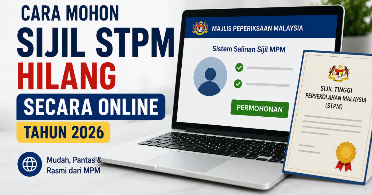 Cara Mohon Sijil STPM Hilang Secara Online Tahun 2026 (Panduan Lengkap & Terkini)