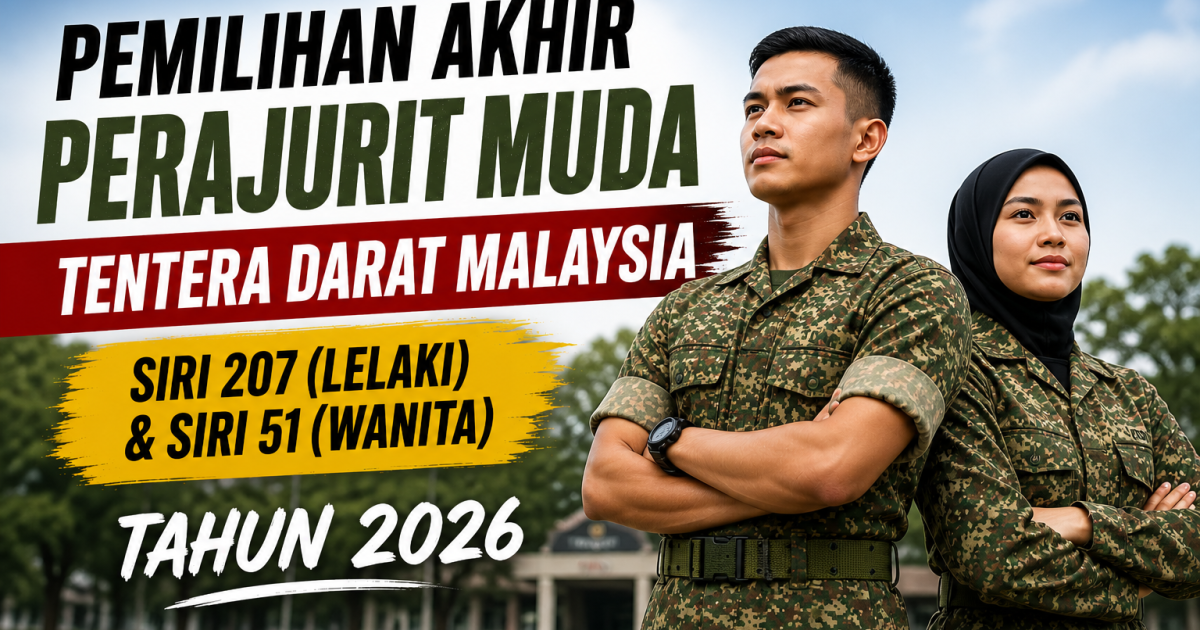 Pemilihan Akhir Perajurit Muda Tentera Darat 2026 Dibuka: Walk In Pun Dibenarkan